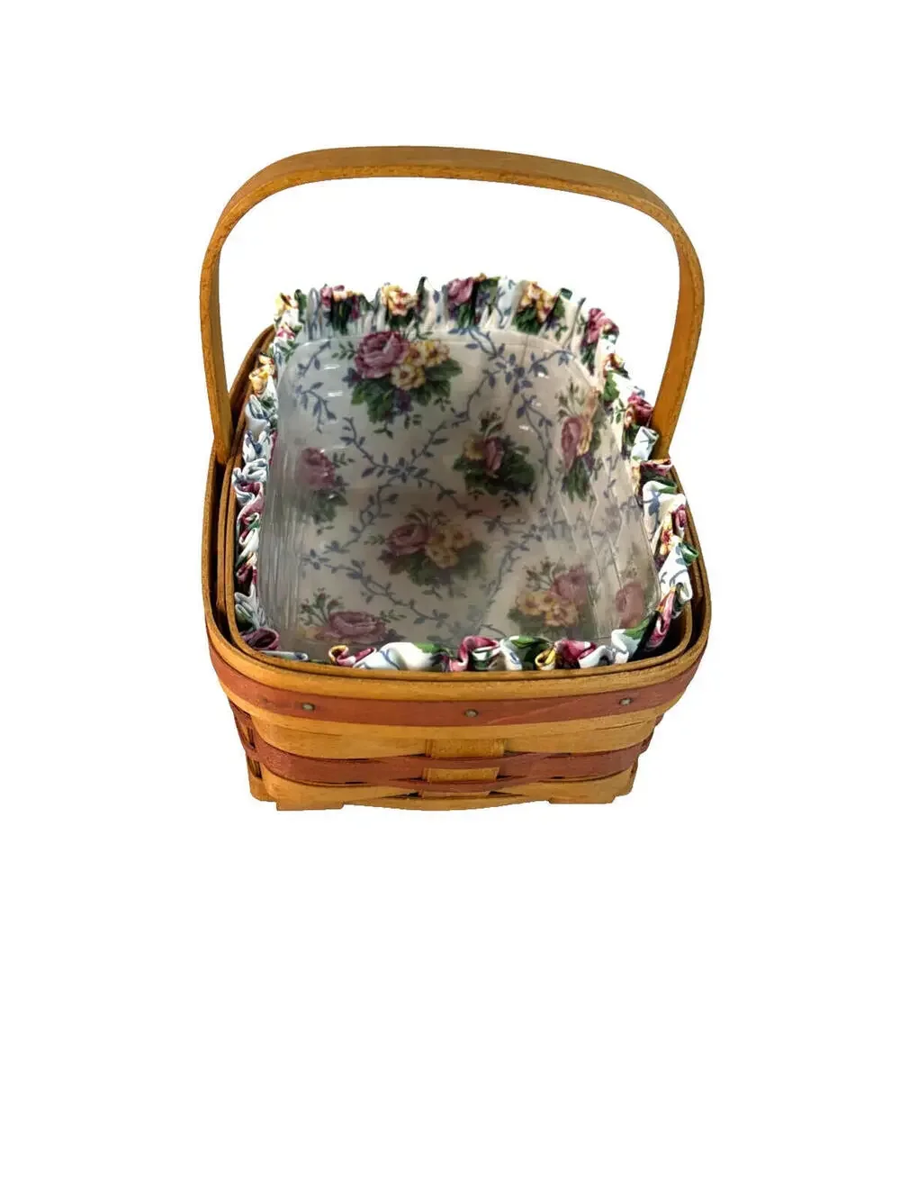 1994 Longaberger Mother's Day Basket Floral Liner & Protector 6.75L 9.25W 3.75H